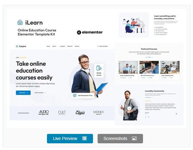 Product Image - iLearn – Online Education Course Elementor Template Kit