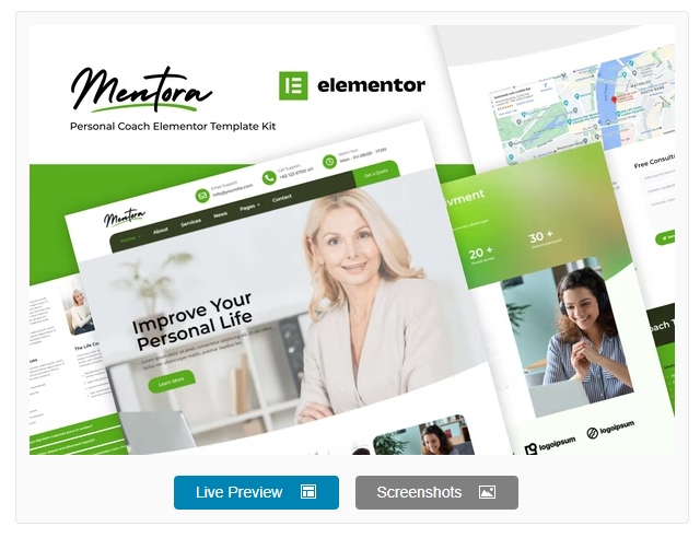 Product Image - Mentora – Personal Coach Elementor Template Kit