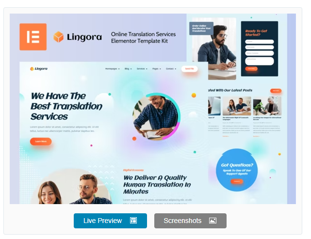 Product Image - Lingora – Online Translation Services Elementor Template Kit
