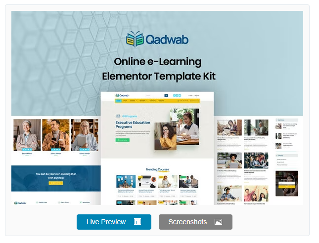 Qadwab - Online e-Learning Elementor Template Kit