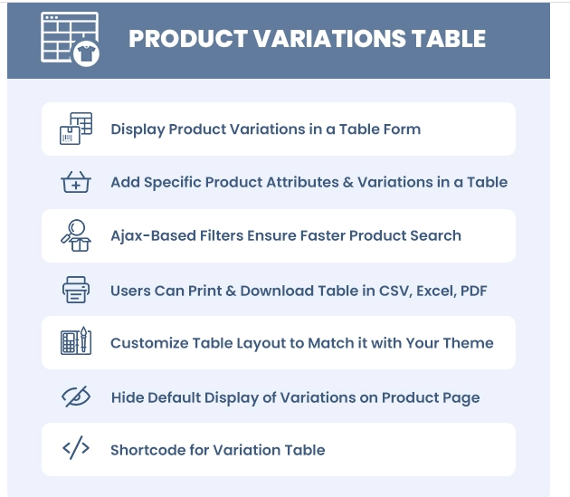 Product Image - Product Variations Table for WooCommerce 1.3.2