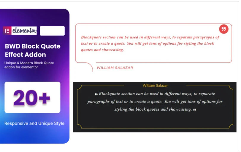 Block Quote WordPress Plugin For Elementor