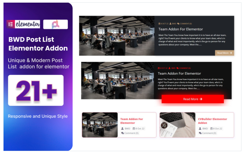 Blog Post List WordPress Plugin For Elementor