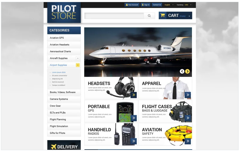 Aviation Equipment PrestaShop Theme
