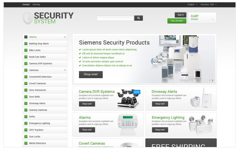 Security System PrestaShop Theme