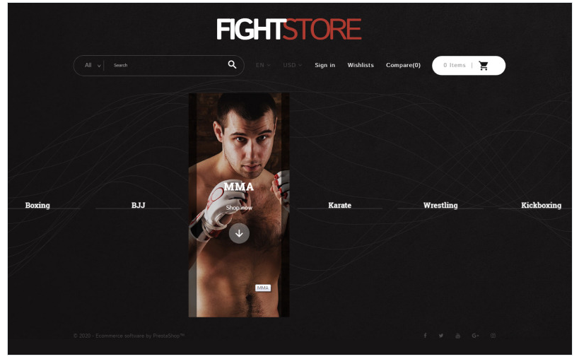 Fight Store - Sports Equipment and Apparel for Martial Arts PrestaShop Theme