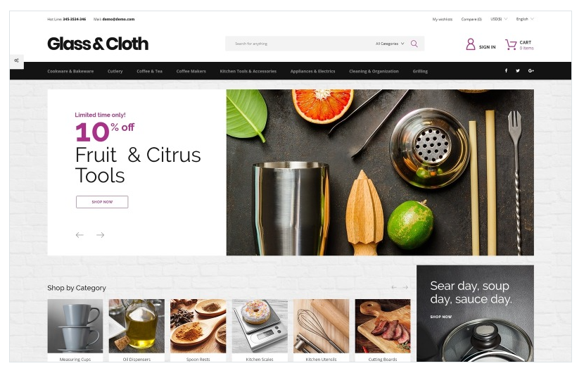 Glass and Cloth - Dishes Store PrestaShop Theme