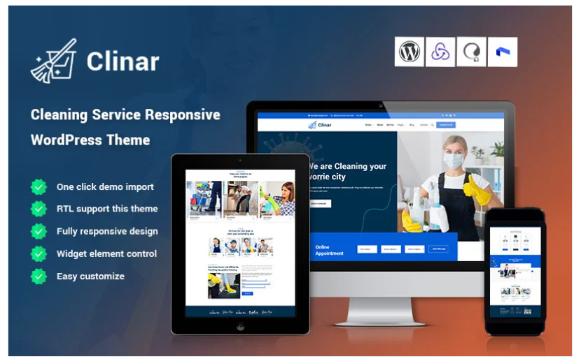 Clinar - Maintenance and Cleaning Service Responsive WordPress Theme