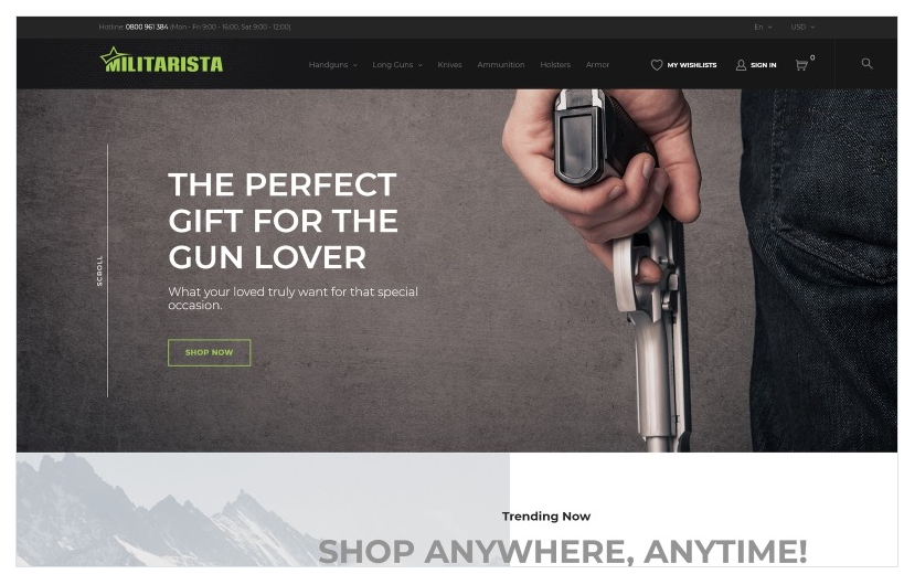 Militarista - Weapons Store PrestaShop Theme