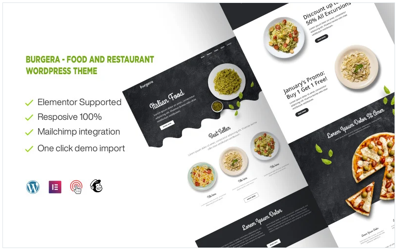 Burgera - Food and Restaurant One Page WordPress Theme