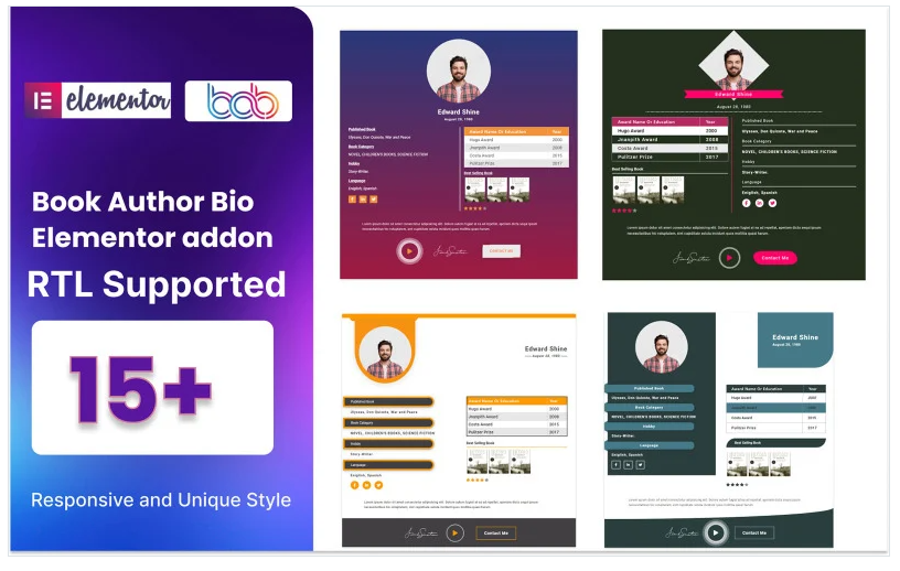 Author Bio WordPress Plugin For Elementor