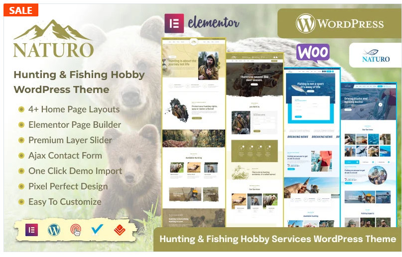 Naturo - Hunting Fishing Outdoor Hobbies Shop WordPress Theme