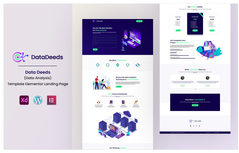 Data Deeds - Data Analysis Elementor Landing Page