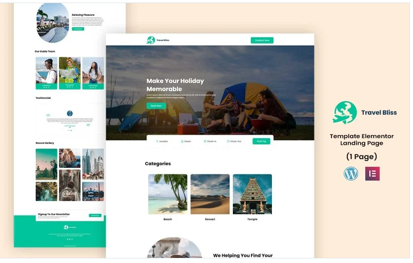 Travel Bliss - Tour and Travels Elementor Landing page