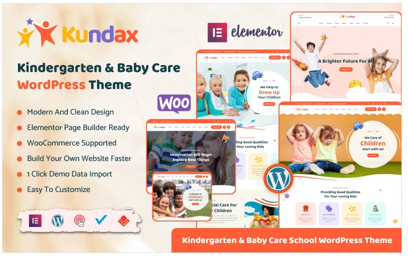 Kundax - Kindergarten Baby Care Children WordPress Theme