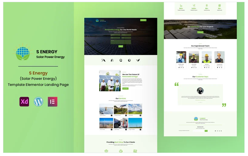 S Energy - Solar Renewable Energy - Services Elementor Landing Page