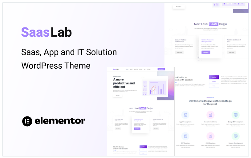 SaasLab - SaaS, App and IT Solution One Page WordPress Theme
