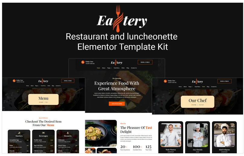 Eattery - Restaurant and luncheonette Elementor Template Kit