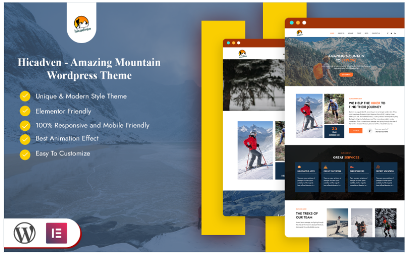 Hicadven - Amazing Mountain WordPress Theme