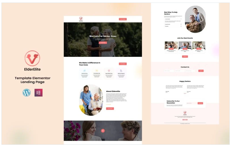 ElderElite - Home Care Services Elementor Template
