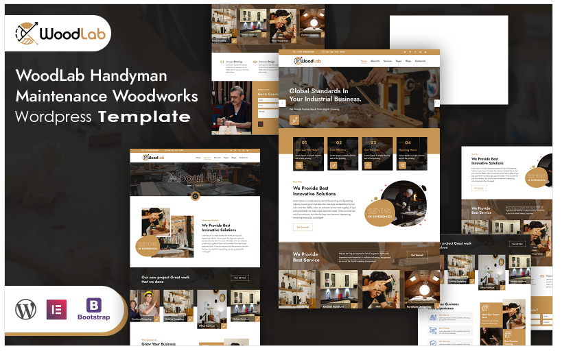Product Image - WoodLab Handyman Maintenance Woodworks WordPress Theme