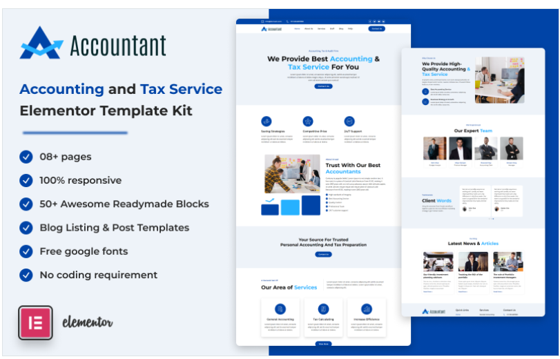 Product Image - Accountant – Accounting and Tax Service Elementor Template Kit