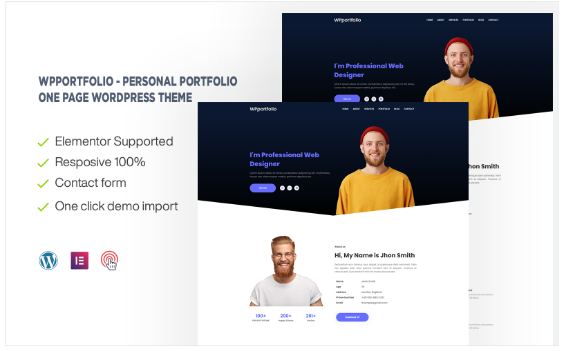 WPportfolio - Personal Portfolio One page WordPress Theme