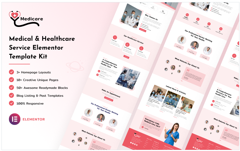 Product Image - Medicare – Medical and Healthcare Service Elementor Template Kit Product Image - Medicare – Medical and Healthcare Service Elementor Template Kit