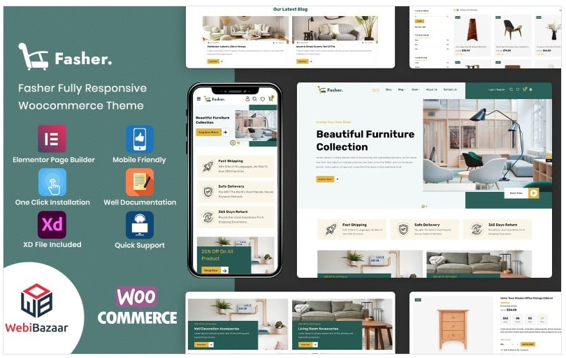 Fasher - Furniture Elementor WooCommerce Template