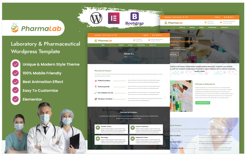 Pharmalab - Laboratory & Pharmaceutical Wordpress Template