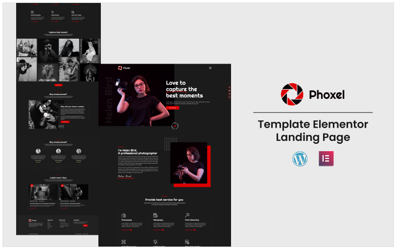 Phoxel Photography - studio showcase weddig event Elementor Landing page