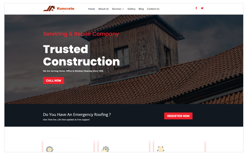 koncrete Construction Building Roofing Wordpress Themes