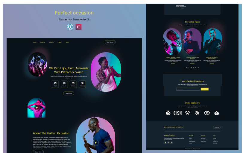 Perfect Occasion - Musical Event Ready to Use Elementor Template Kit