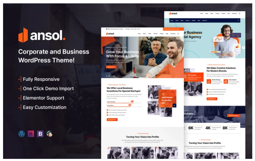 Ansol - Corporate and Business WordPress Theme