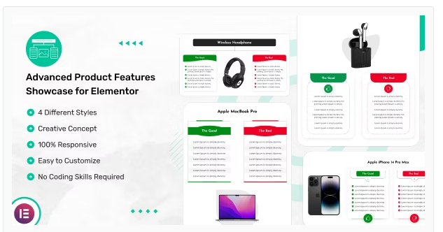 Advanced Product Features Showcase for Elementor