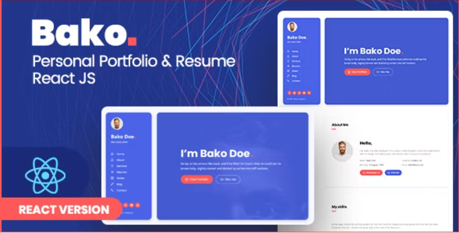 Bako - Personal Portfolio & Resume React Template
