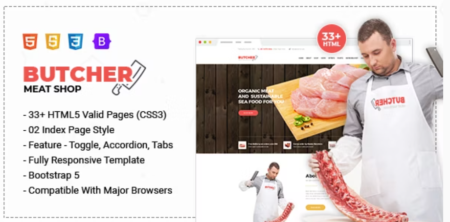 Butcher - Meat Shop eCommerce HTML Template