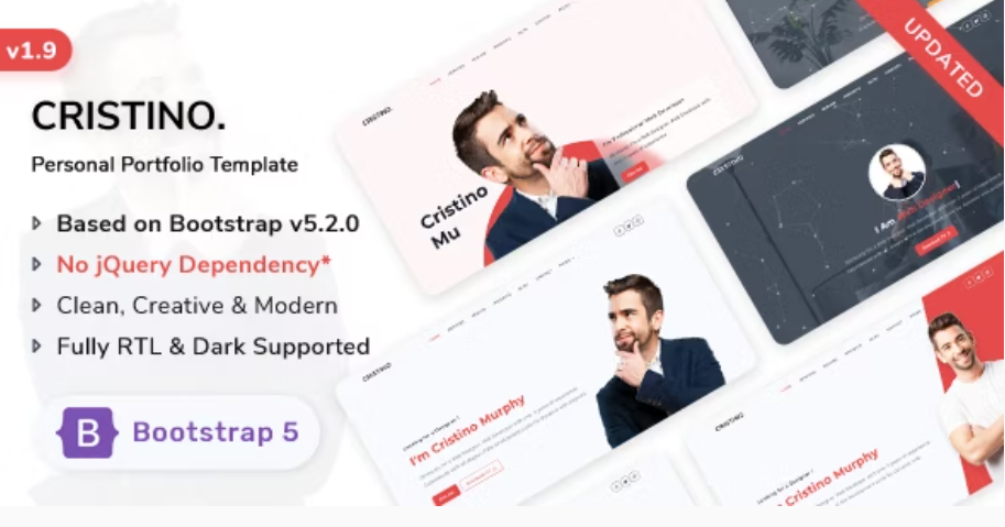 Cristino - Personal Portfolio Template + Dark