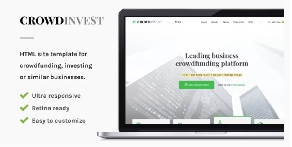CrowdInvest - Crowdfunding Site Template