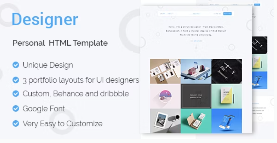 DESIGNER - UI & UX Portfolio HTML Template download