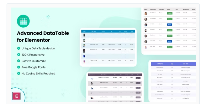 Datalentor – Advanced DataTable for Elementor