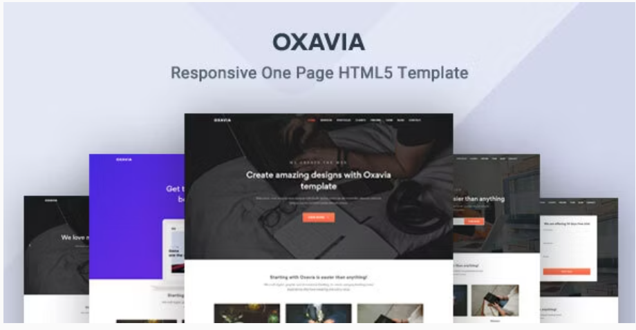 Bootstrap One Page Landing Template - Oxavia