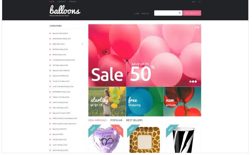 Balloons and Party Items PrestaShop Theme