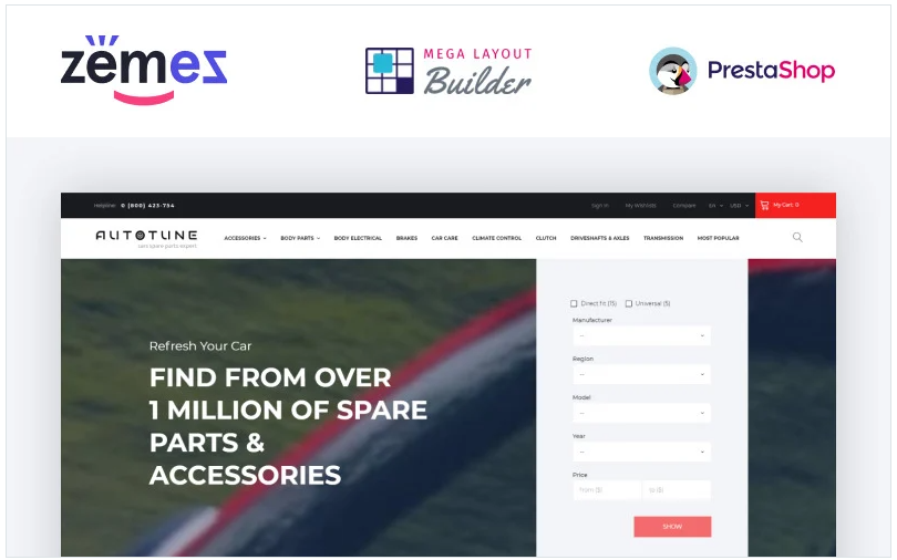 Autotune - Auto Parts Ecommerce Template PrestaShop Theme