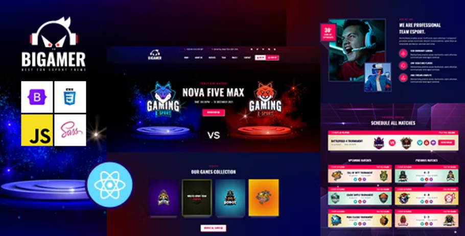 eSports And Gaming Tournaments React Js Template