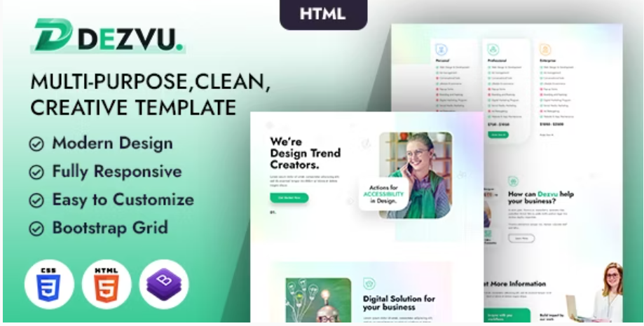 DezVu – Bring Your Vision to Life HTML Template — Website Template by ThemeForest