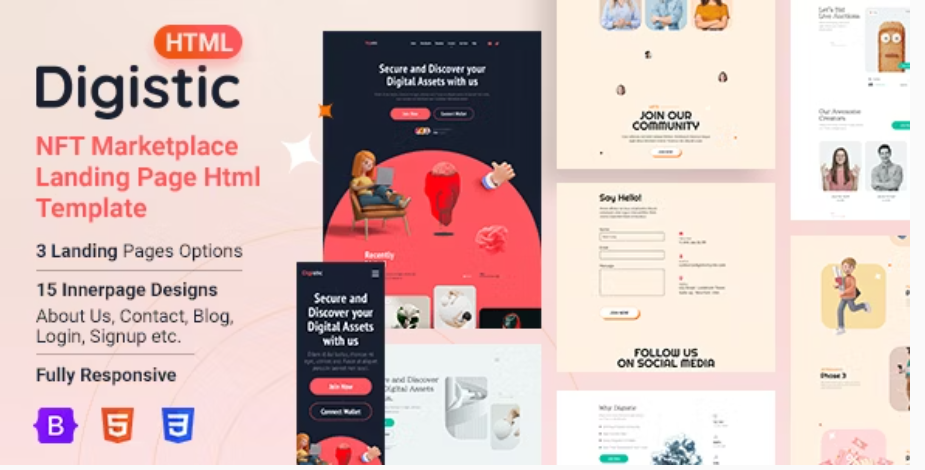 Digistic - NFT Marketplace HTML Landing Page