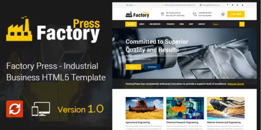 Factory Press - Industrial Business HTML5 Template