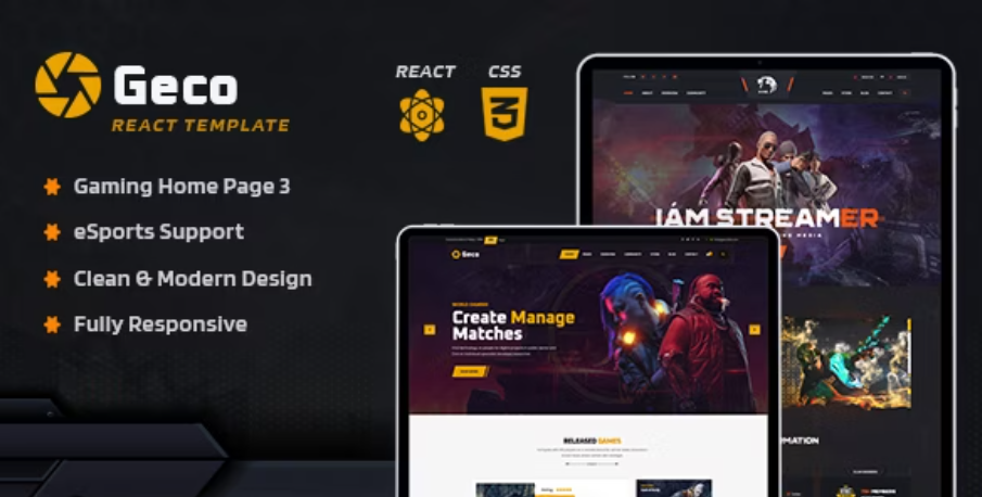 Geco - eSports Gaming React JS Template