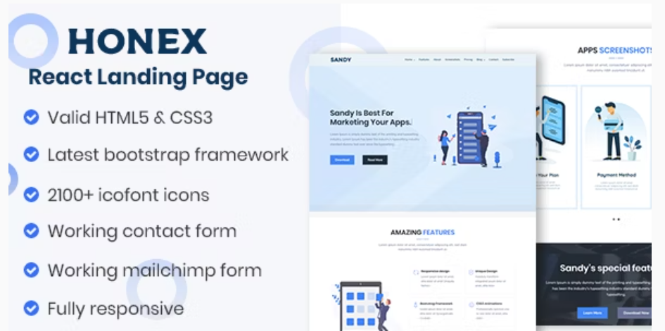 HONEX - React Apps Landing Page
